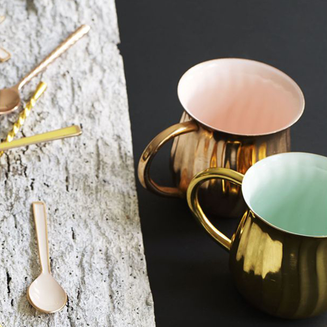 Copper & Pink Contrast Colour Metal Cocktail Mug oliver bonas