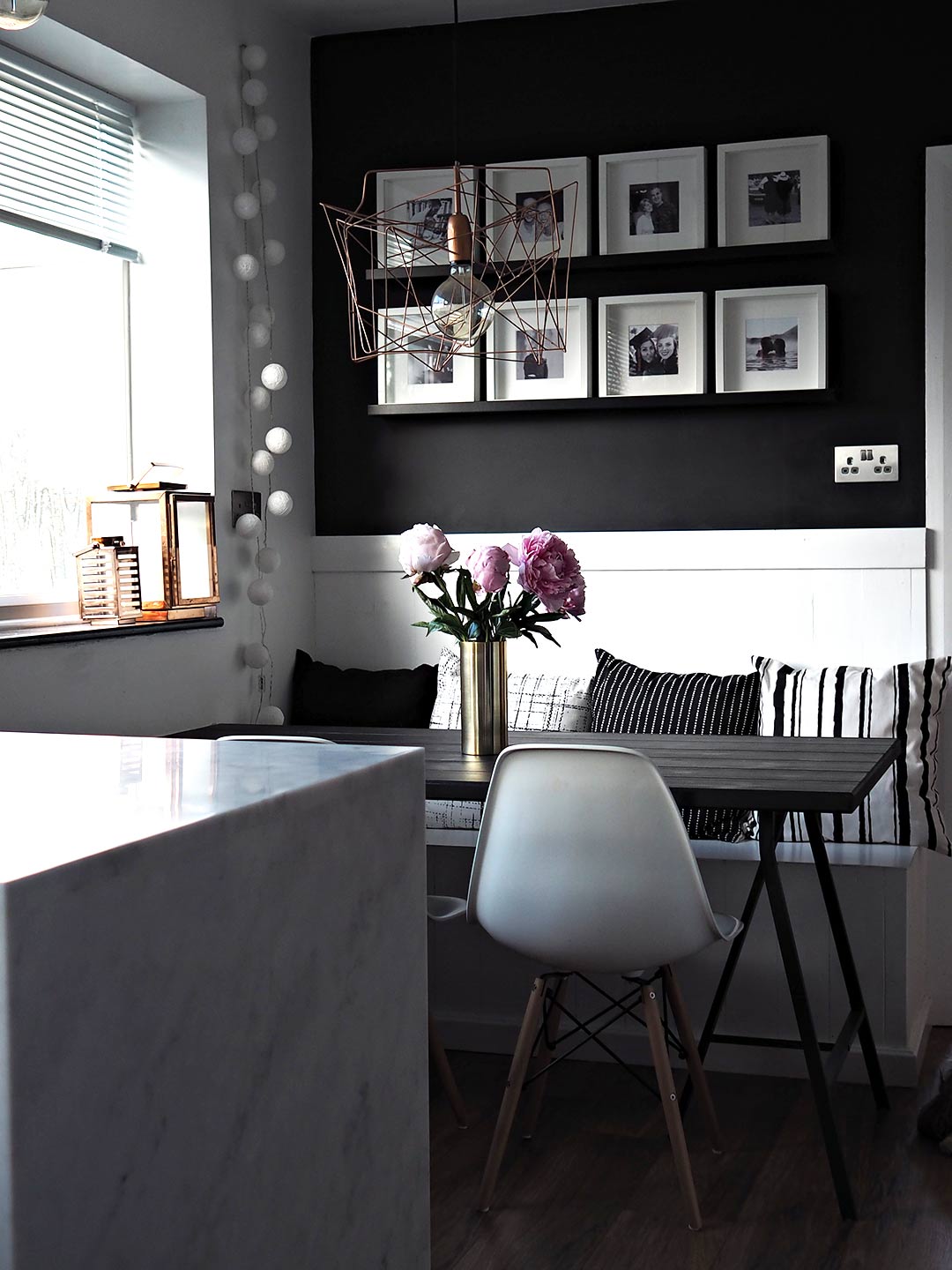 monochrome dining room