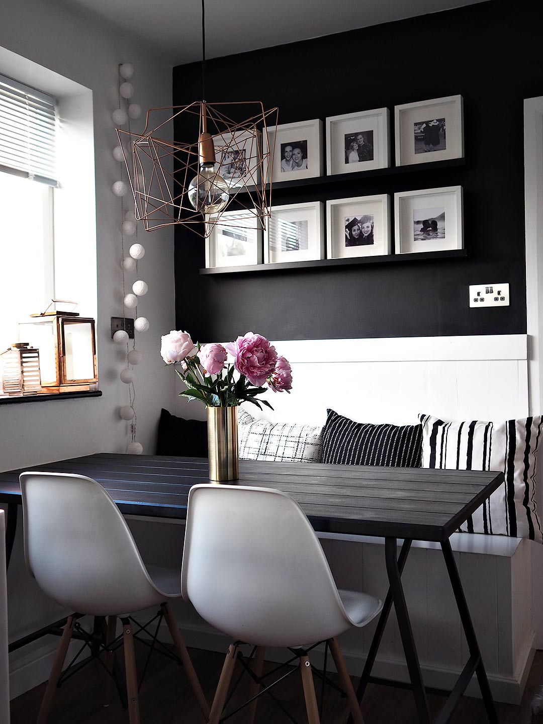 monochrome dining room