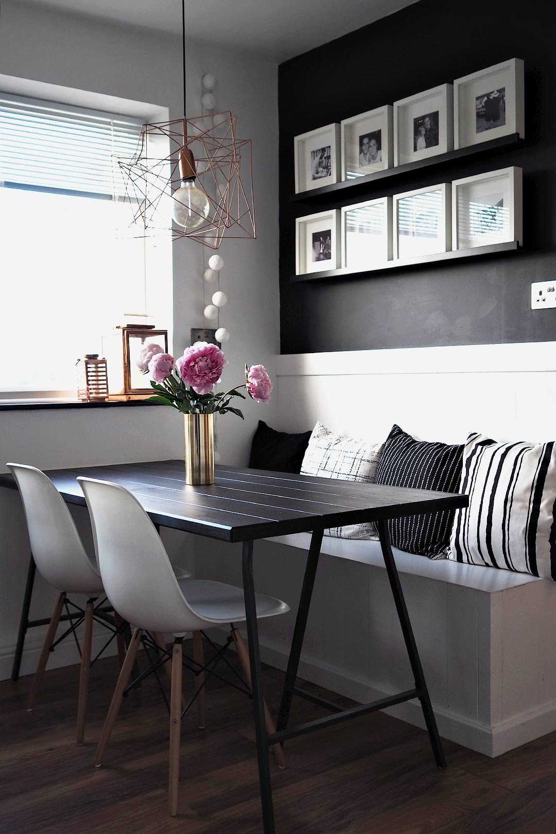 monochrome dining room