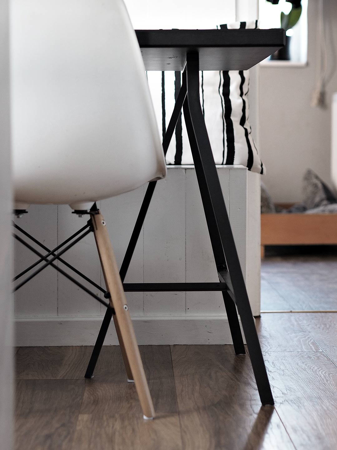monochrome dining room