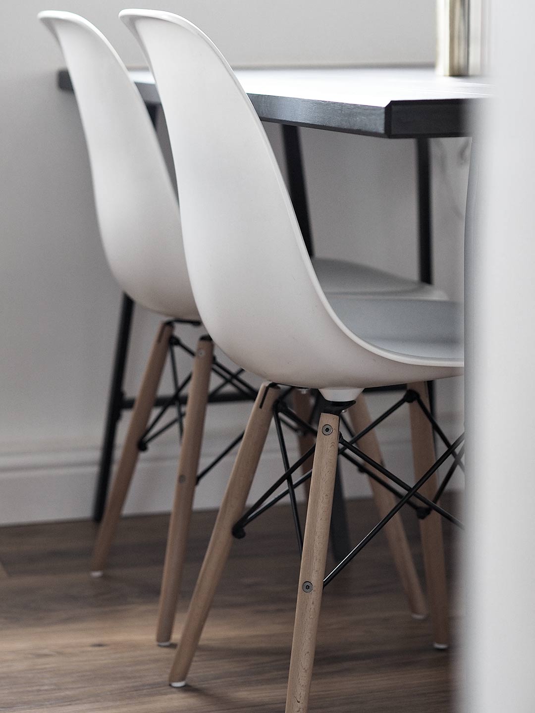 monochrome dining room