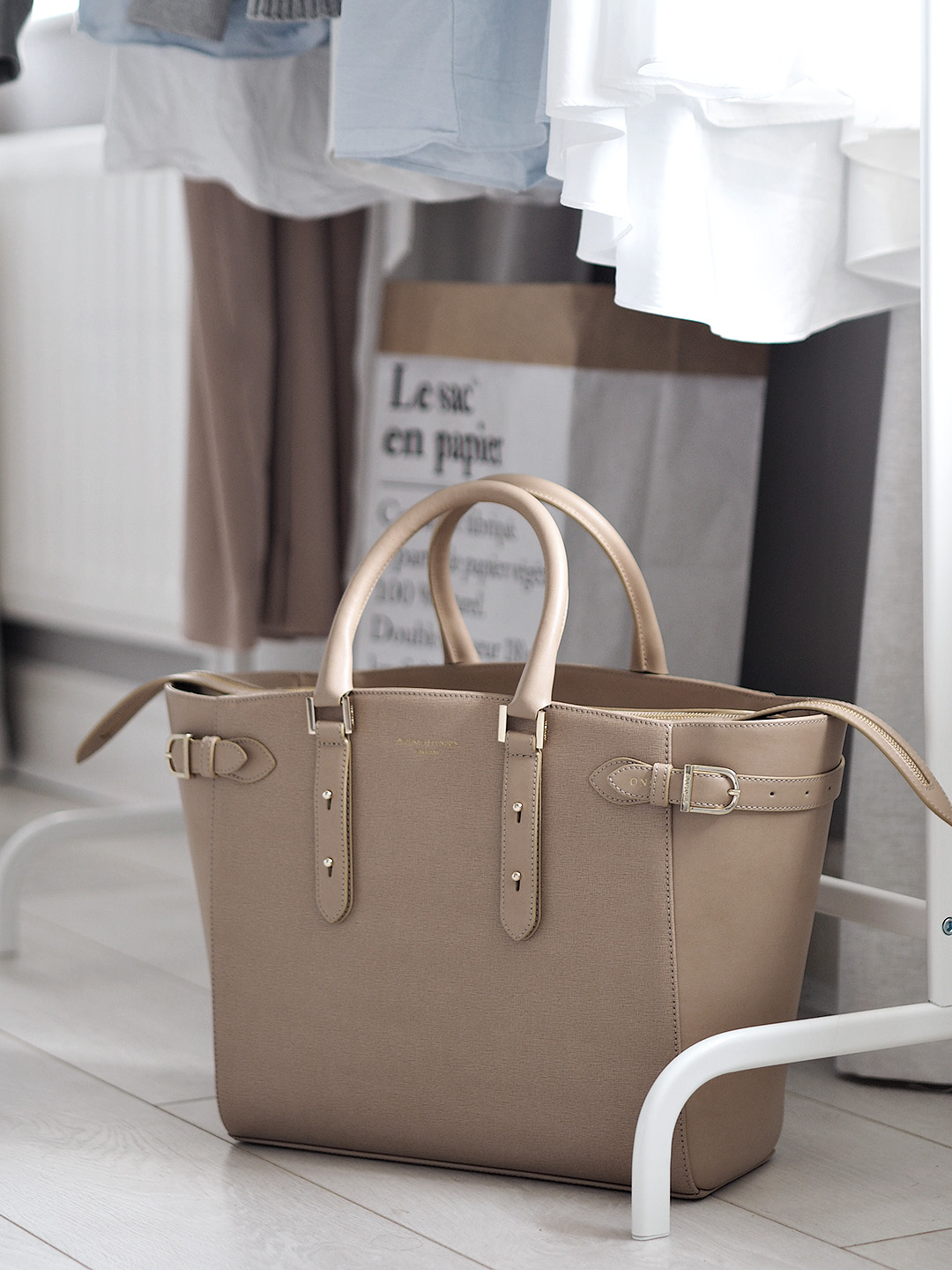 clothes rack copper hangers