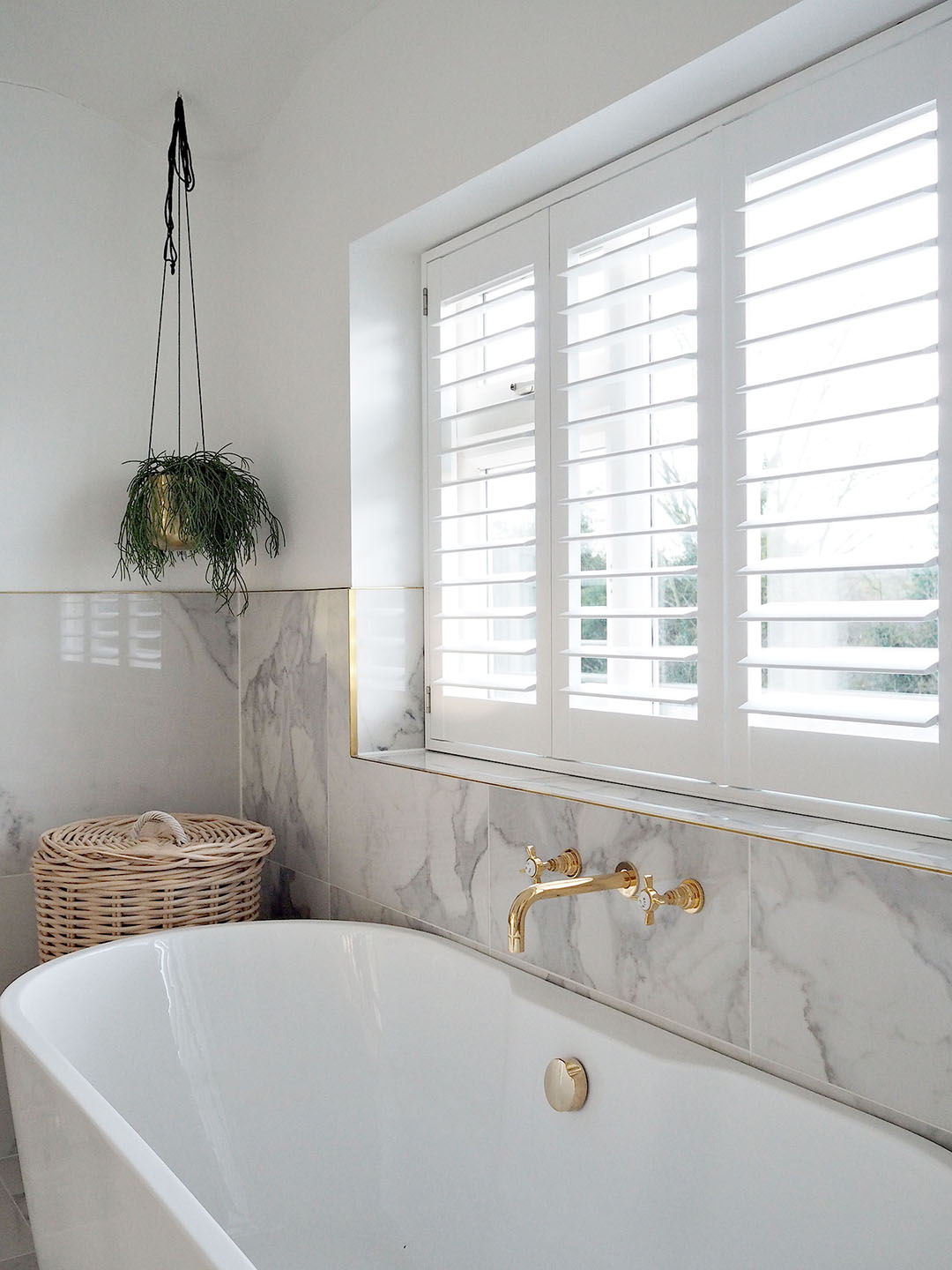 White DIY Window Shutters Bathroom