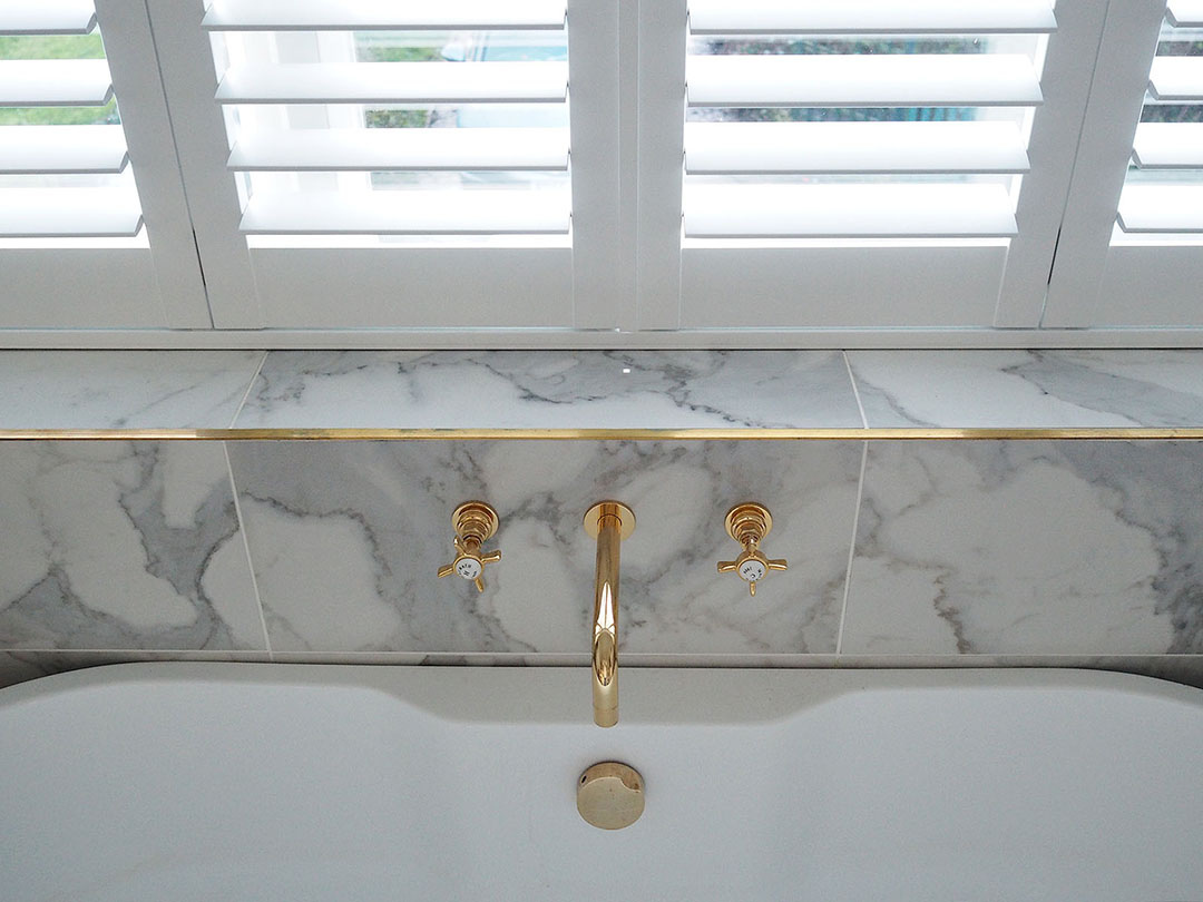 White DIY Window Shutters Bathroom