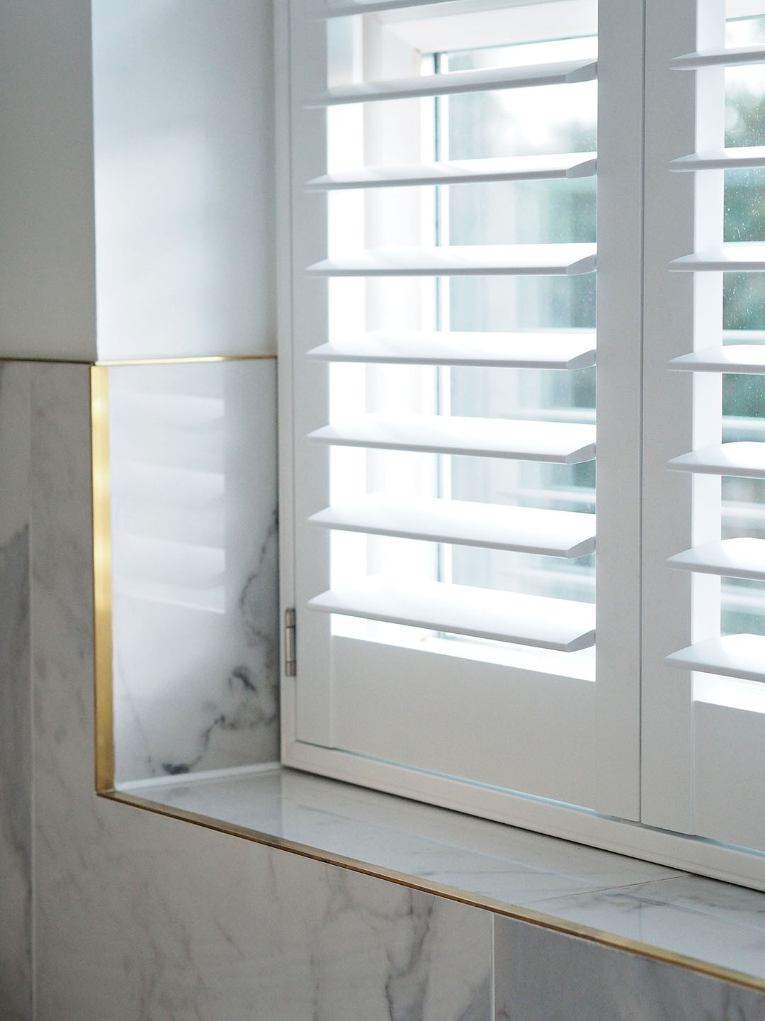 White DIY Window Shutters Bathroom