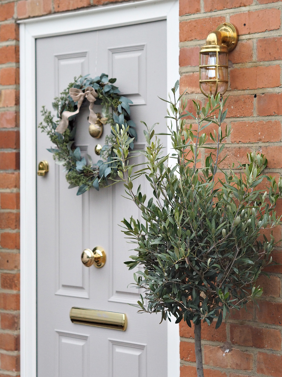 Grey & Gold Composite Door with wreath