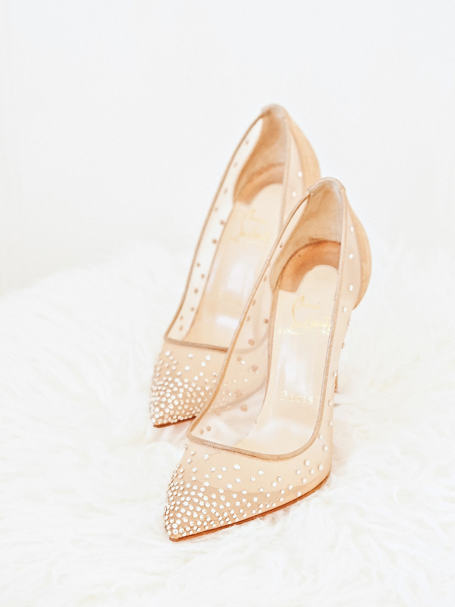 Christian Louboutin Follies Strass Rete/Suede Lame 100 mm Bridal Wedding Shoes